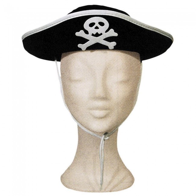 Cappello pirata con teschio in panno rigido