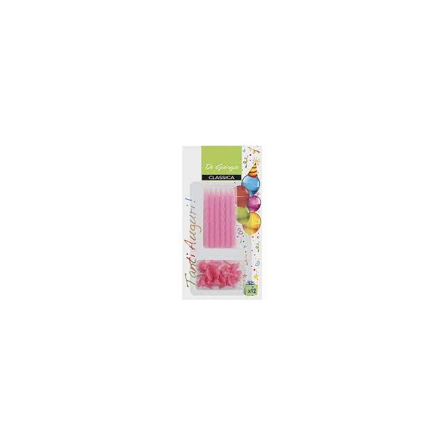 Candeline rosa compleanno 12 pezzi