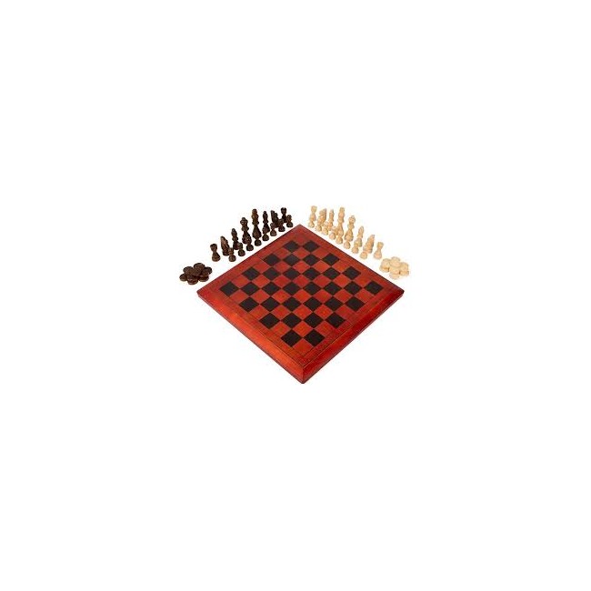 SCACCHI E DAMA IN LEGNO CM. 40 X CM. 40