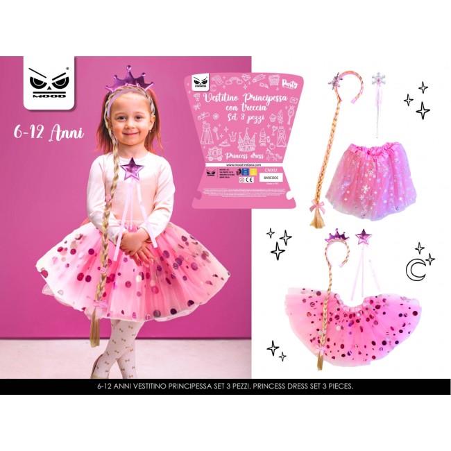 Set vestitino principessa con treccia...