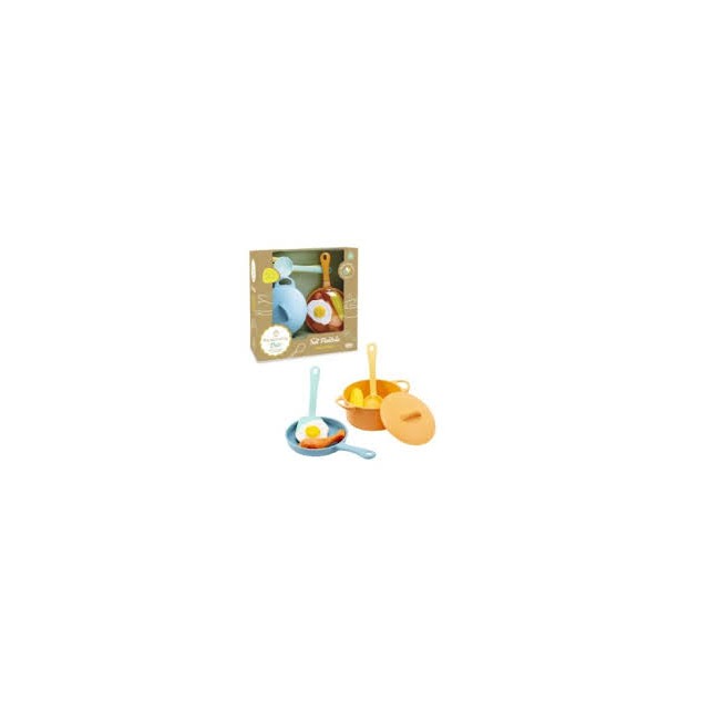 Set pentola e padella con verdura