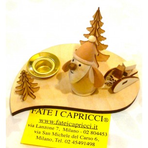 NATALE - BABBO NATALE  IN LEGNO CON ALBERELLI - DECORAZIONE 