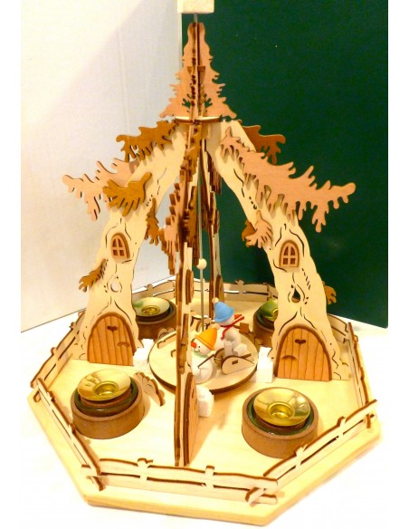NATALE - GIOSTRINA IN LEGNO NATALIZIA - GRANDE CON CANDELINE