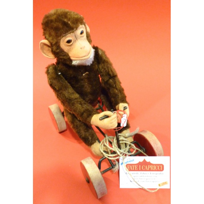 STEIFF VINTAGE - SCIMMIA SU RUOTE ANNI '50