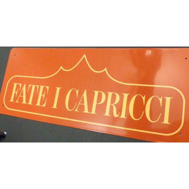 TARGA IN METALLO " FATE I CAPRICCI " CM. 40 X 16
